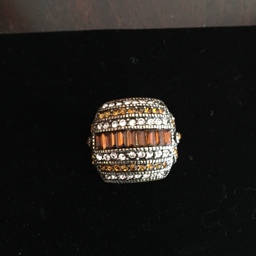 Heidi Daus size 5 topaz- colored crystal ring